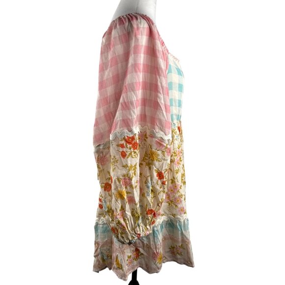 SPELL Women's Tunic Dress Pastel Floral Smocking Long Sleeve 233113N Size L - Picture 9 of 15